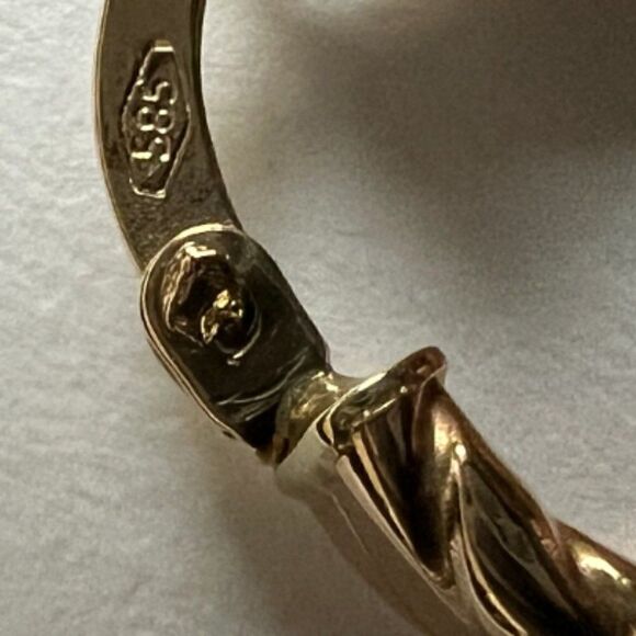 14k Yellow Gold 5mm Braided Hoop Earrings (15 x 15 mm) | Real Gold Huggies Earri - Picture 8 of 10